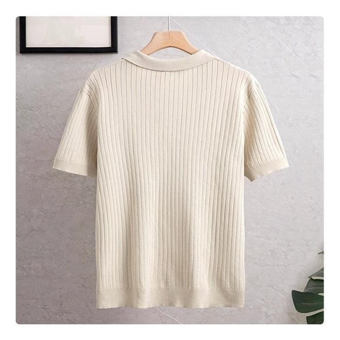 サマーニット ポロシャツ メンズ ニットシャツ 半袖 涼しい スキッパー 襟付き リブ編み トップス 蒸れない 軽い 無地 き | ブランド登録なし | 15