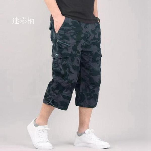 ハーフパンツ メンズ ひざ下 カーゴパンツ 7分丈 スポーツ 太め ゆったり 夏 クロップド 大きいサイズ 全8色 M L LL XL 父の日 | ブランド登録なし | 15