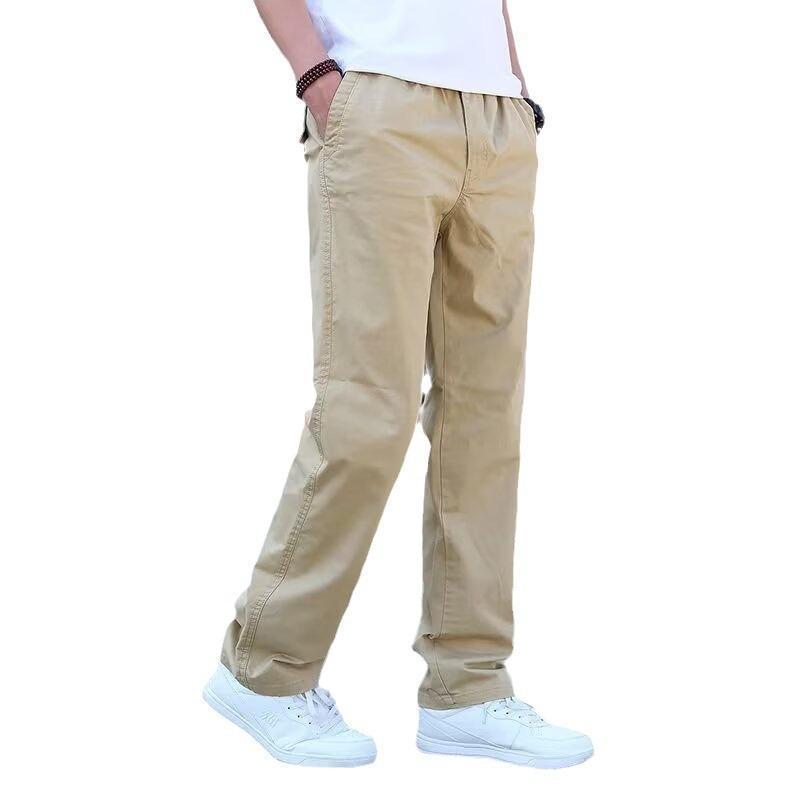 メンズ チノパンツ 夏 ストレートパンツ 薄手 チノパン ワイドパンツ セミワイド ゆったり コットン ツイル生地 ゴムウエスト 大きいサイズ 大 | ブランド登録なし | 02