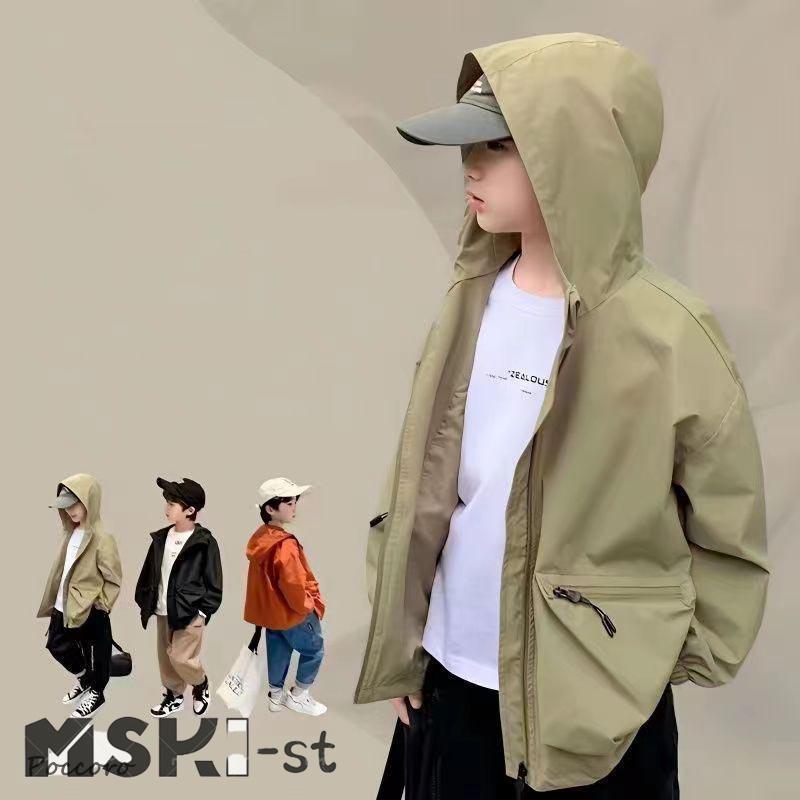 コート アウター キッズ 男の子 マウンテンパーカー ジャケット 子供服 フード付き ブルゾン 撥水 春 秋 ゆったり 薄手 防水 防風 ジャンパー | 