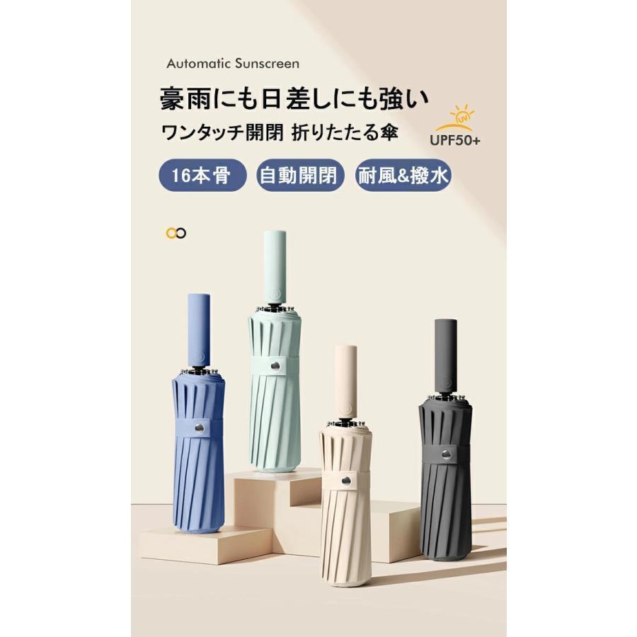 頑丈な16本骨日傘 折りたたみ 完全遮光 UVカット 折りたたみ傘 100％ 遮光 レディース 自動開閉 雨傘 遮熱 強撥水 折り畳み傘 大きい | ブランド登録なし | 01