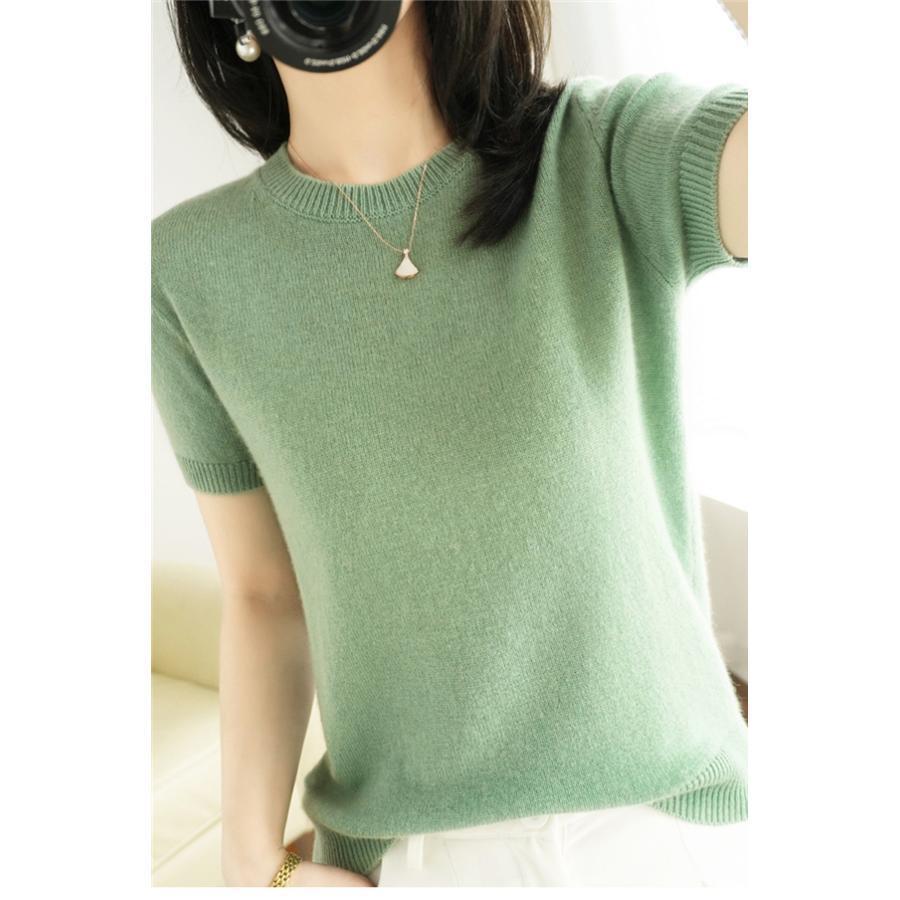 サマーニット レディース 半袖 tシャツ プルオーバー タートルネック 夏 ス おしゃれ ストレッチ きれいめ 着痩せ シンプル | ブランド登録なし | 12