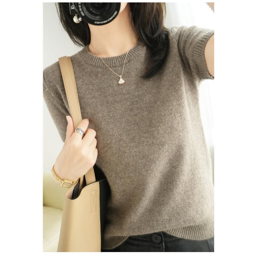 サマーニット レディース 半袖 tシャツ プルオーバー タートルネック 夏 ス おしゃれ ストレッチ きれいめ 着痩せ シンプル | ブランド登録なし | 15