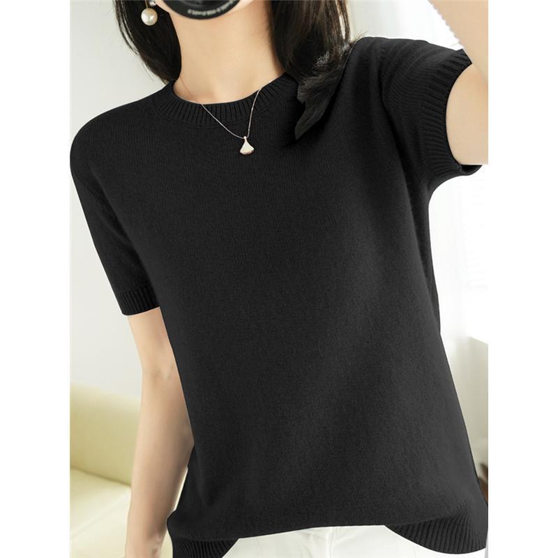 サマーニット レディース 半袖 tシャツ プルオーバー タートルネック 夏 ス おしゃれ ストレッチ きれいめ 着痩せ シンプル | ブランド登録なし | 02