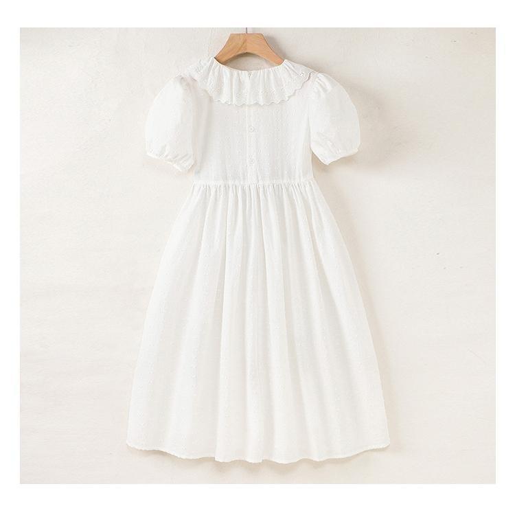 ワンピース 女の子 夏 パフスリーブ フリル襟 清楚 子供 小学生 発表会 結婚式 通学 普段着 可愛い Aライン 膝丈 涼しい コットン | ブランド登録なし | 05