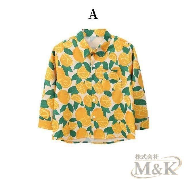 キッズ こども 柄シャツ 大人サイズもあり 舞台 長袖シャツ レッスン着に ダンス衣装 オレンジ柄 フルーツ柄 ストリート 花柄 | ブランド登録なし | 09