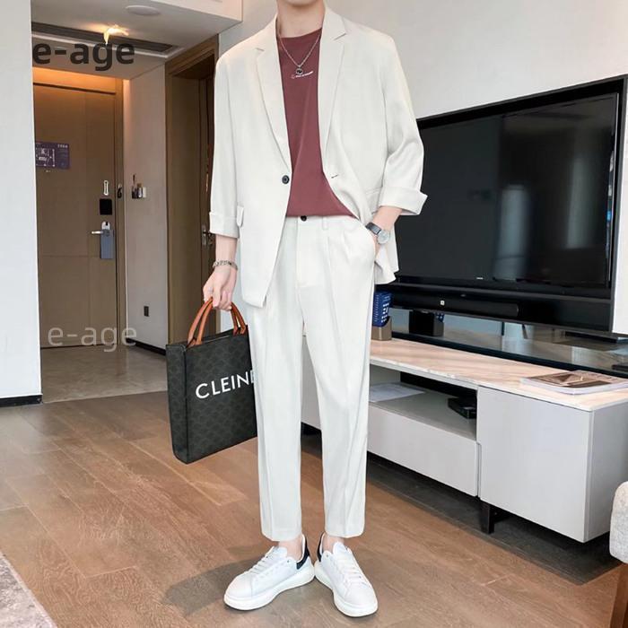 セットアップ メンズ スーツ テーラード カジュアルスーツ ストレッチ ビジネススーツ おしゃれ 30代 40代 大きいサイズ 仕事 通勤 オフィス | ブランド登録なし | 02
