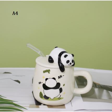 マグカップ 陶器 かわいい グッズ 雑貨 大容量 パンダ柄 蓋付き オシャレ ギフト 贈り物 プレゼント 家庭での食器セラミック 耐熱 朝食 | ブランド登録なし | 04