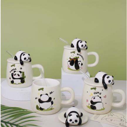マグカップ 陶器 かわいい グッズ 雑貨 大容量 パンダ柄 蓋付き オシャレ ギフト 贈り物 プレゼント 家庭での食器セラミック 耐熱 朝食 | ブランド登録なし | 05