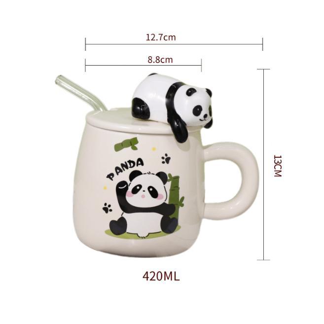 マグカップ 陶器 かわいい グッズ 雑貨 大容量 パンダ柄 蓋付き オシャレ ギフト 贈り物 プレゼント 家庭での食器セラミック 耐熱 朝食 | ブランド登録なし | 06