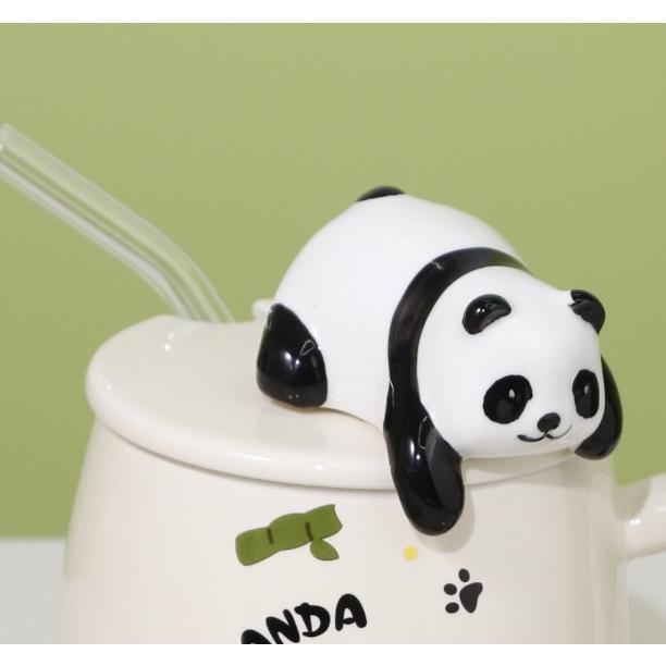 マグカップ 陶器 かわいい グッズ 雑貨 大容量 パンダ柄 蓋付き オシャレ ギフト 贈り物 プレゼント 家庭での食器セラミック 耐熱 朝食 | ブランド登録なし | 07
