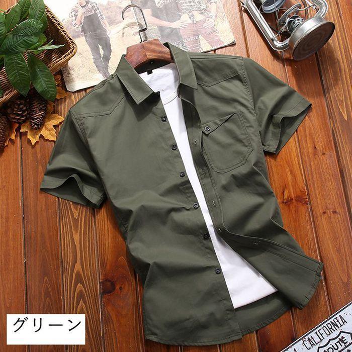 無地シャツ メンズ ミリタリーシャツ 半袖シャツ シャツ カジュアルシャツ |  | 12