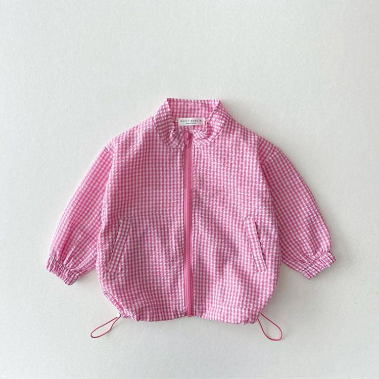 キッズ ベビー 服 サマー パーカー ラッシュガード 日焼け防止 冷房対策 子供服 ス コットン 綿 チェック柄 薄い 長袖 女の子 男の子 新生児 | ブランド登録なし | 02