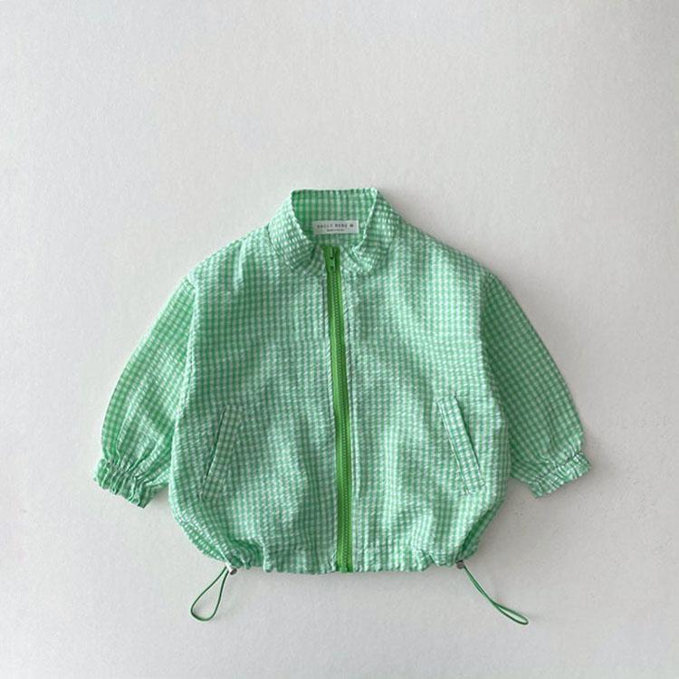 キッズ ベビー 服 サマー パーカー ラッシュガード 日焼け防止 冷房対策 子供服 ス コットン 綿 チェック柄 薄い 長袖 女の子 男の子 新生児 | ブランド登録なし | 03