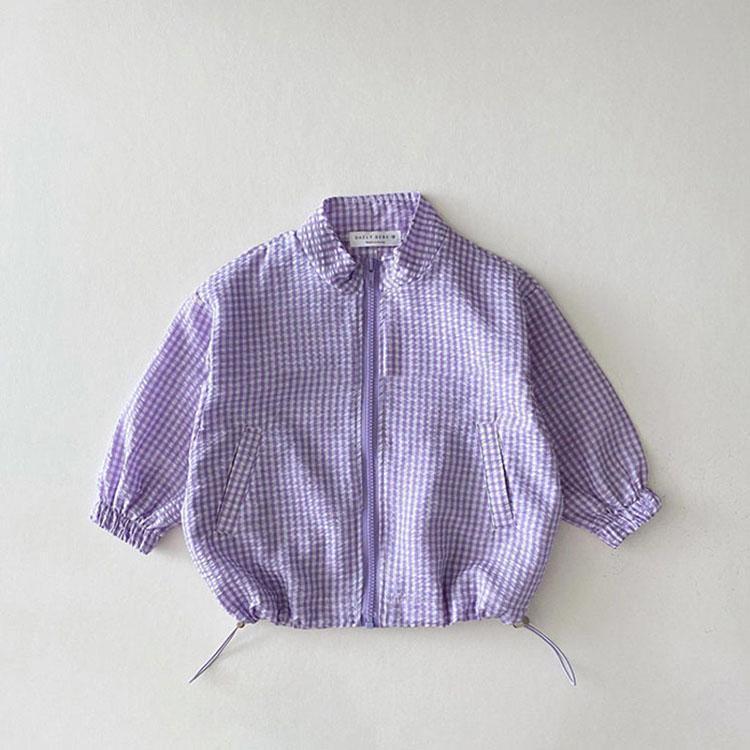 キッズ ベビー 服 サマー パーカー ラッシュガード 日焼け防止 冷房対策 子供服 ス コットン 綿 チェック柄 薄い 長袖 女の子 男の子 新生児 | ブランド登録なし | 04