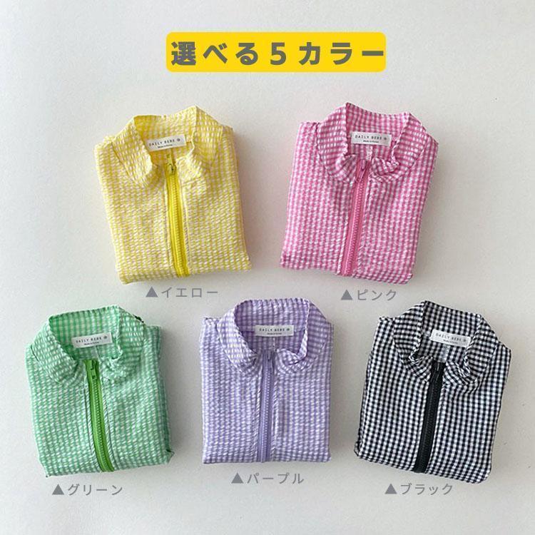 キッズ ベビー 服 サマー パーカー ラッシュガード 日焼け防止 冷房対策 子供服 ス コットン 綿 チェック柄 薄い 長袖 女の子 男の子 新生児 | ブランド登録なし | 06