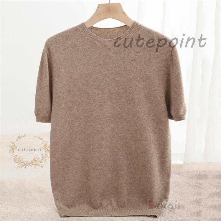 サマーニット メンズ おしゃれ 大人 薄手 ウール100％ 半袖ニット ニットTシャツ クルーネック サマーセーター 父の日 | ブランド登録なし | 02