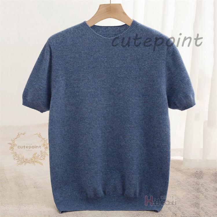 サマーニット メンズ おしゃれ 大人 薄手 ウール100％ 半袖ニット ニットTシャツ クルーネック サマーセーター 父の日 | ブランド登録なし | 05