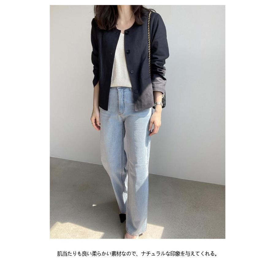 リネン レディース ノーカラー UVカット 綿麻ジャケット カーディガン 羽織り アウター ショート丈 春夏 サマースーツ ライトアウター ジャケット | ブランド登録なし | 10
