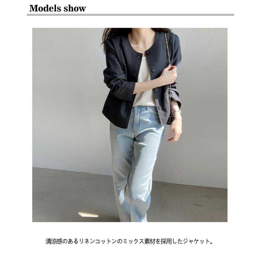 リネン レディース ノーカラー UVカット 綿麻ジャケット カーディガン 羽織り アウター ショート丈 春夏 サマースーツ ライトアウター ジャケット | ブランド登録なし | 07