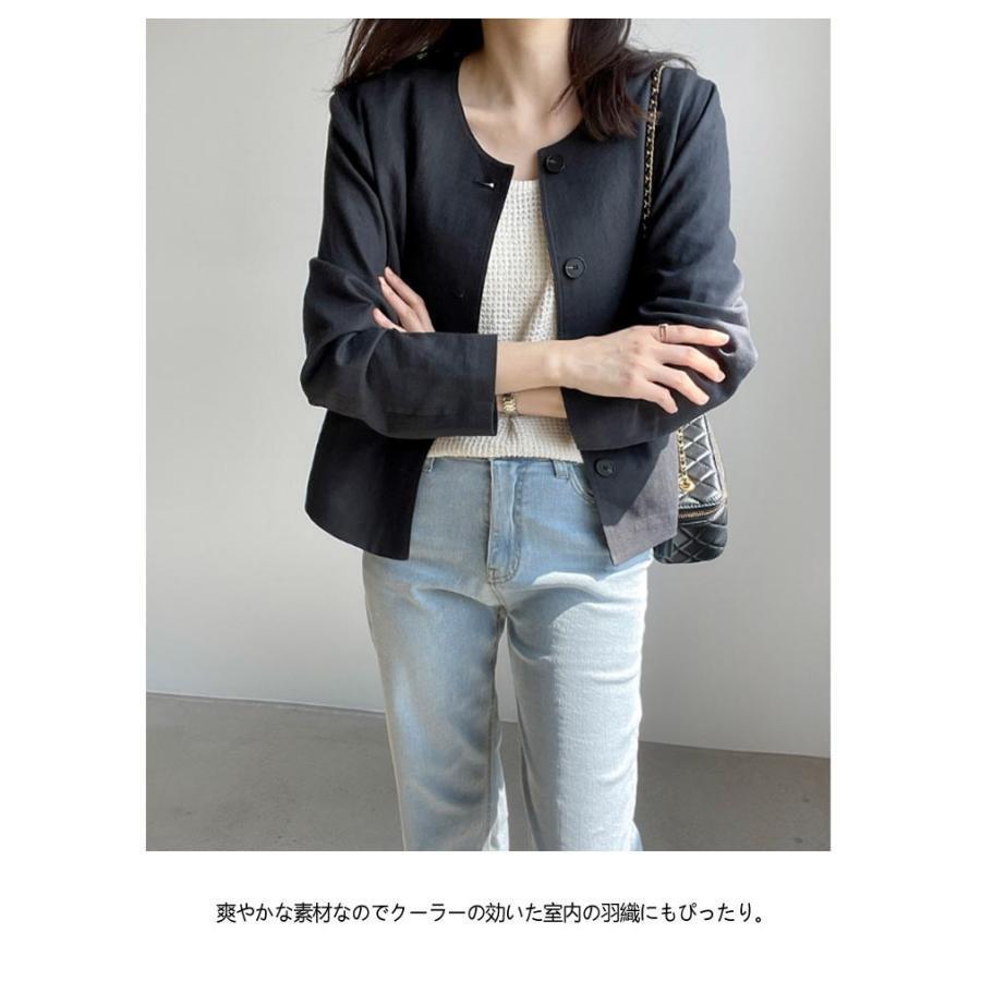 リネン レディース ノーカラー UVカット 綿麻ジャケット カーディガン 羽織り アウター ショート丈 春夏 サマースーツ ライトアウター ジャケット | ブランド登録なし | 08