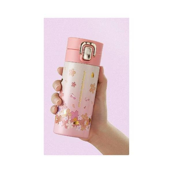 ステンレスボトル桜柄おしゃれ小さめマグボトルマグミニコーヒーボトル保冷保温ワンタッチ水筒軽量 | ブランド登録なし | 03