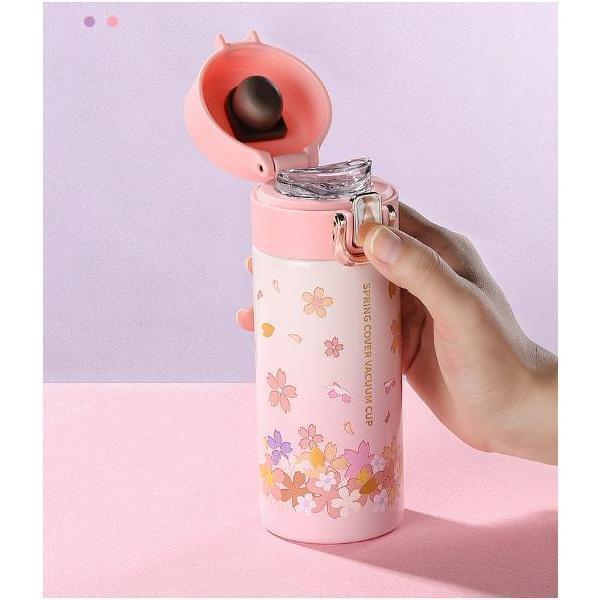 ステンレスボトル桜柄おしゃれ小さめマグボトルマグミニコーヒーボトル保冷保温ワンタッチ水筒軽量 | ブランド登録なし | 05