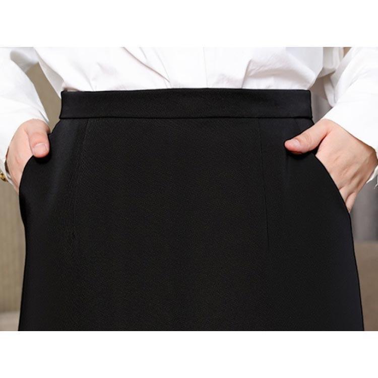 Aライン 事務服 タイト 事務服 美脚 ウェストゴム 膝上丈 制服 オフィス スカート ビジネス ポケットあり 事務員 洗える 通勤 ユニフォーム オ | ブランド登録なし | 02