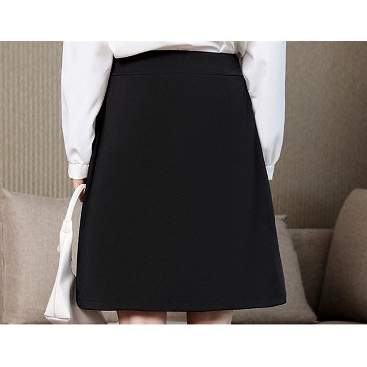 Aライン 事務服 タイト 事務服 美脚 ウェストゴム 膝上丈 制服 オフィス スカート ビジネス ポケットあり 事務員 洗える 通勤 ユニフォーム オ | ブランド登録なし | 03