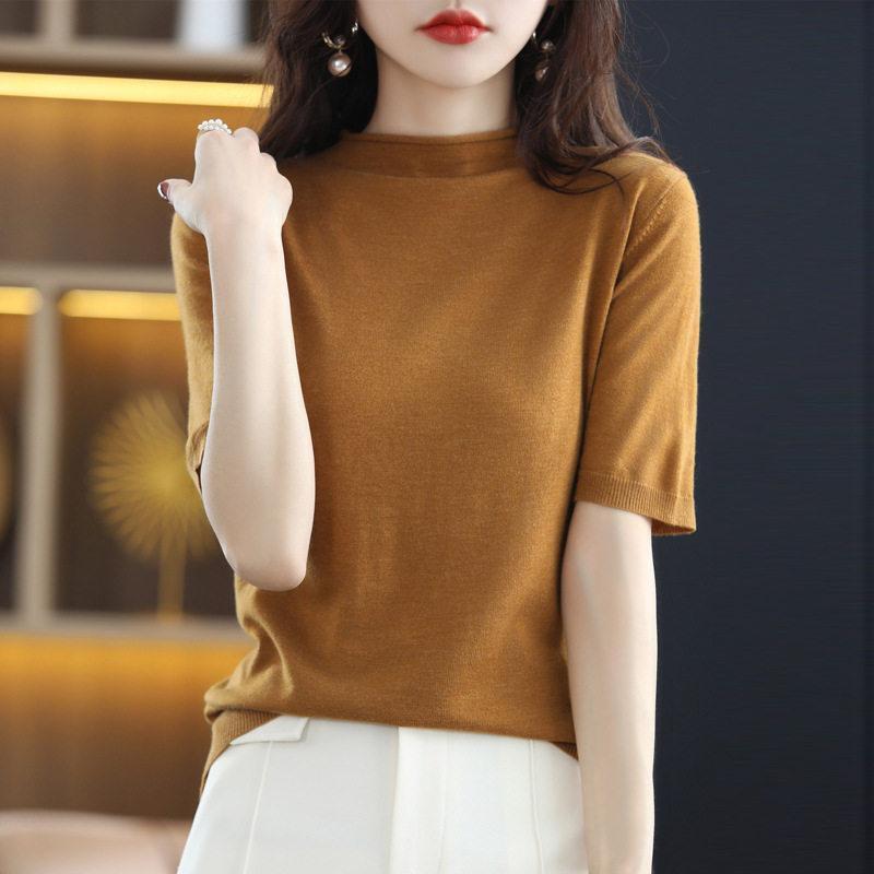 ニットtシャツ tシャツ ニット レディース 半袖 五分袖 ゆったり ス カットソー サマーニット 春 夏 オフィスカジュアル 大きいサイズ | ブランド登録なし | 07