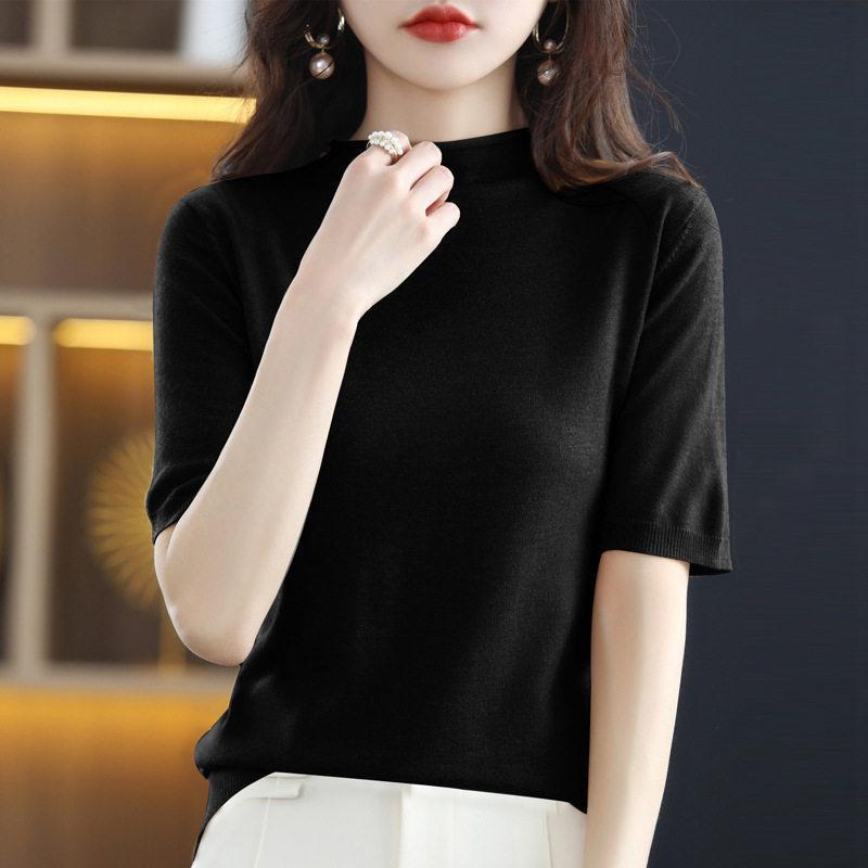 ニットtシャツ tシャツ ニット レディース 半袖 五分袖 ゆったり ス カットソー サマーニット 春 夏 オフィスカジュアル 大きいサイズ | ブランド登録なし | 08