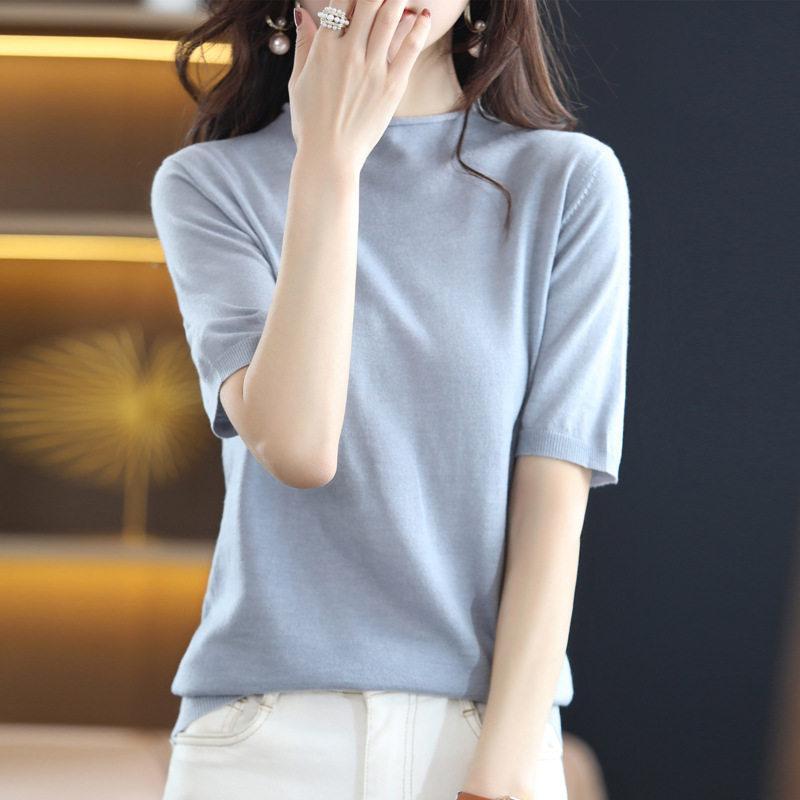 ニットtシャツ tシャツ ニット レディース 半袖 五分袖 ゆったり ス カットソー サマーニット 春 夏 オフィスカジュアル 大きいサイズ | ブランド登録なし | 11