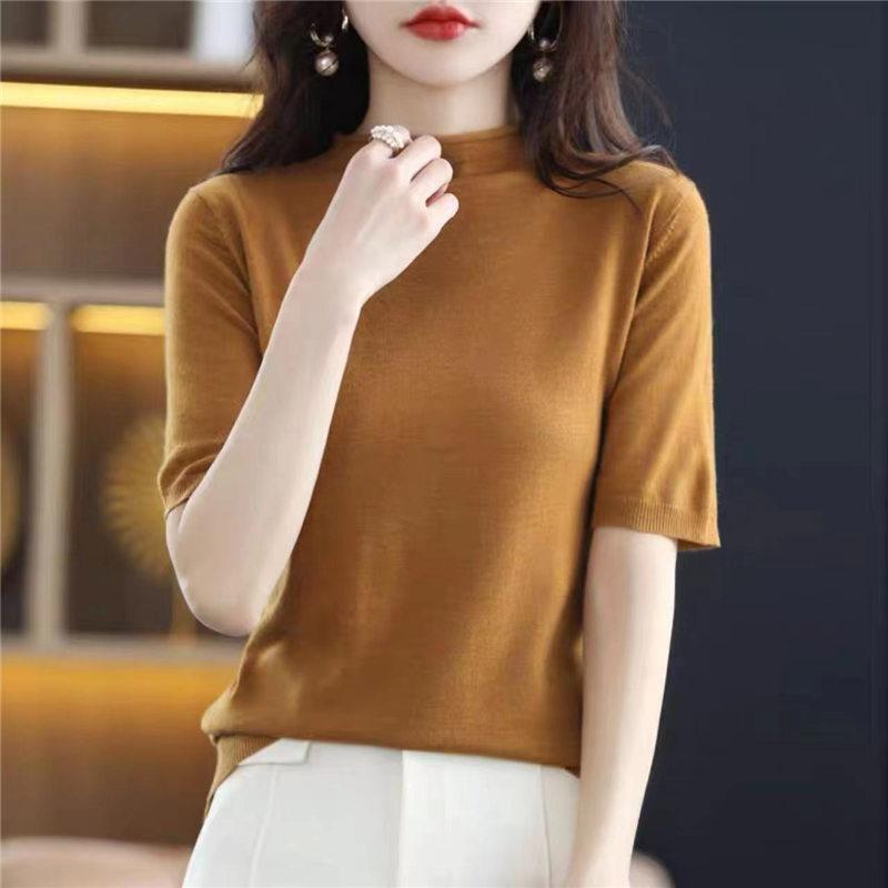 ニットtシャツ tシャツ ニット レディース 半袖 五分袖 ゆったり ス カットソー サマーニット 春 夏 オフィスカジュアル 大きいサイズ | ブランド登録なし | 15