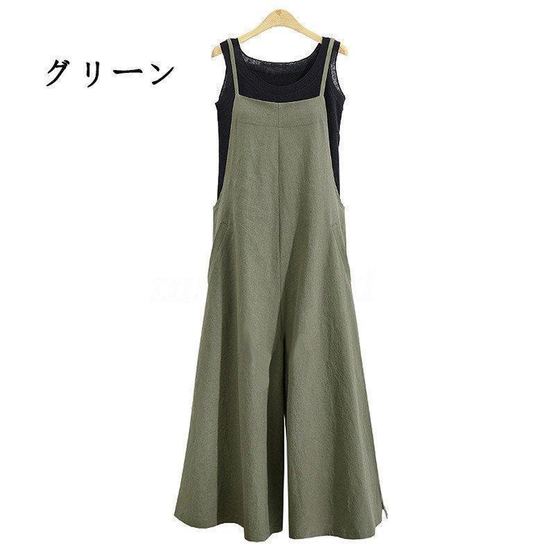 レディース オーバーオール ガウチョパンツ サロペットパンツ マキシ丈 夏 ロング丈 ゆったり コットン 大きいサイズ リゾート カジュアル | ブランド登録なし | 01