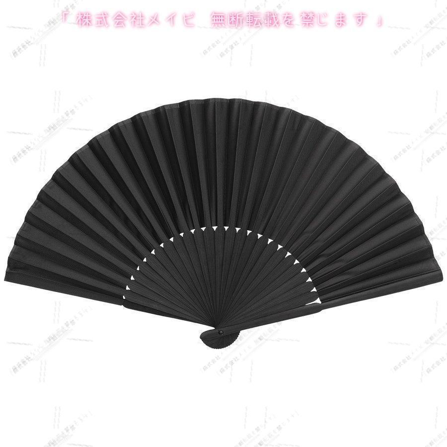 扇子 メンズ おしゃれ 布 ブラック モダン 無地 扇子袋付属 | ブランド登録なし | 04