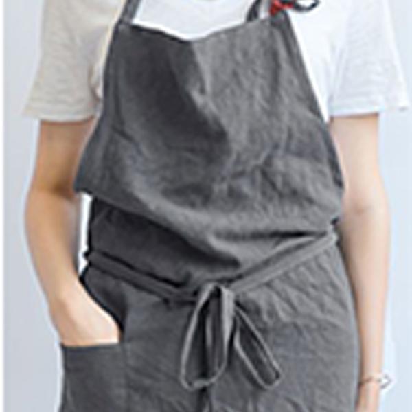 リネン エプロン おしゃれ ワンピース レディース メンズ 北欧 保育士 カフェ 安い ロング丈 かわいい ナチュラル | ブランド登録なし | 02