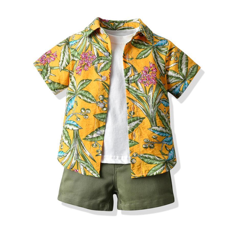 キッズ アロハシャツ Tシャツ 短パンツ 3点セット ビーチウェア 夏 半袖シャツ 男の子 開襟シャツ 子ども服 ハワイアン 総柄 カジュアル | ブランド登録なし | 10