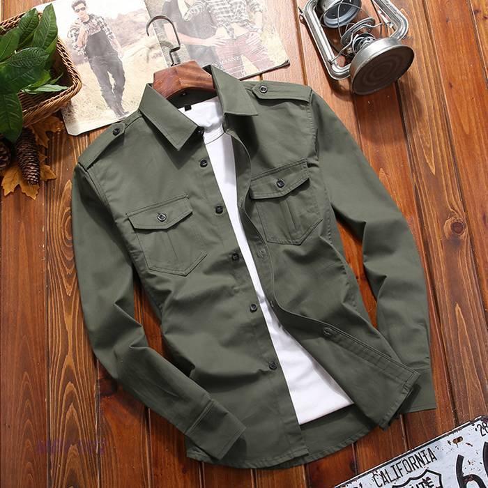 ミリタリーシャツ メンズ シャツ 長袖 開襟 カジュアルシャツ ワークシャツ ミリタリー アウトドア 春服 秋服 おしゃれ ブラウス | ブランド登録なし | 02