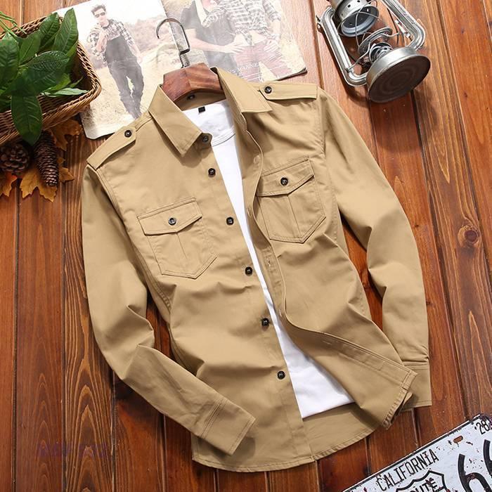 ミリタリーシャツ メンズ シャツ 長袖 開襟 カジュアルシャツ ワークシャツ ミリタリー アウトドア 春服 秋服 おしゃれ ブラウス | ブランド登録なし | 03
