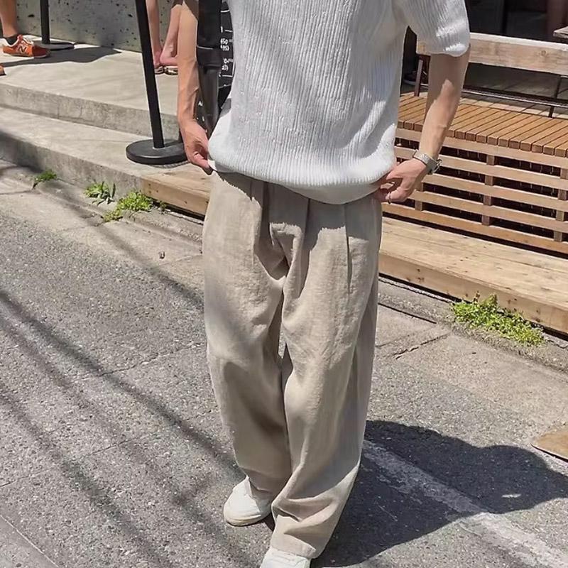 メンズ リネンパンツ ワイドパンツ 綿麻 ストレート ゆったり カジュアル スポーツ ビジネス ロングパンツ ストリート 涼しい イージーパンツ 夏 | ブランド登録なし | 19
