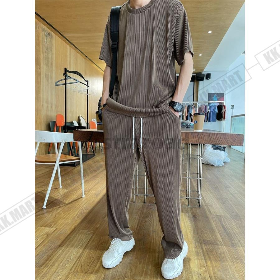 セットアップ メンズ 夏 半袖 上下セット 半袖Tシャツ 上下セット 半袖Tシャツ アイスシルクパンツ カジュアル ゆったり パジャマ | ブランド登録なし | 14