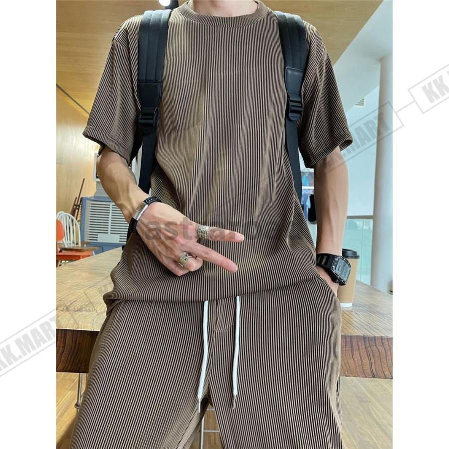 セットアップ メンズ 夏 半袖 上下セット 半袖Tシャツ 上下セット 半袖Tシャツ アイスシルクパンツ カジュアル ゆったり パジャマ | ブランド登録なし | 15