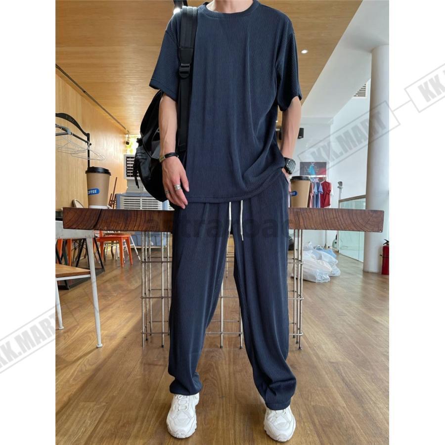 セットアップ メンズ 夏 半袖 上下セット 半袖Tシャツ 上下セット 半袖Tシャツ アイスシルクパンツ カジュアル ゆったり パジャマ | ブランド登録なし | 02