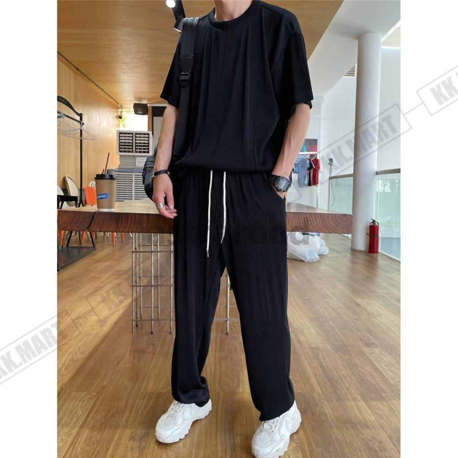 セットアップ メンズ 夏 半袖 上下セット 半袖Tシャツ 上下セット 半袖Tシャツ アイスシルクパンツ カジュアル ゆったり パジャマ | ブランド登録なし | 04