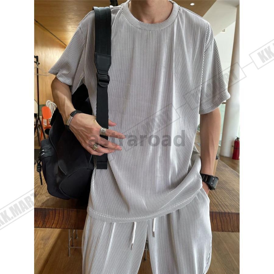 セットアップ メンズ 夏 半袖 上下セット 半袖Tシャツ 上下セット 半袖Tシャツ アイスシルクパンツ カジュアル ゆったり パジャマ | ブランド登録なし | 06