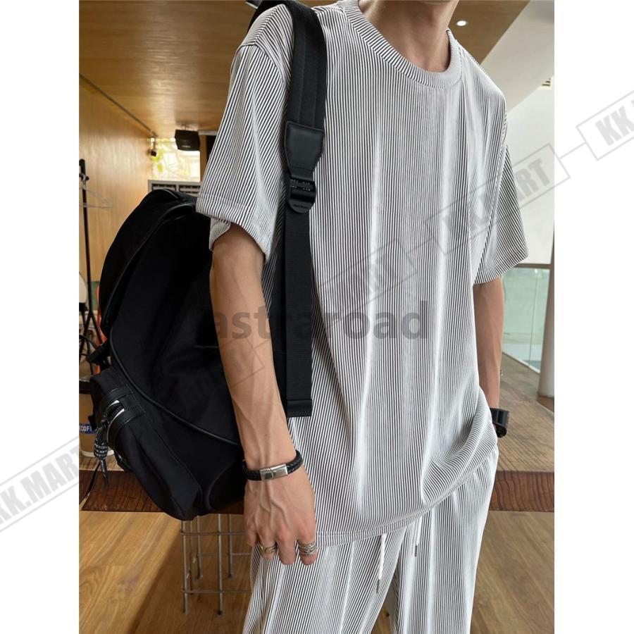 セットアップ メンズ 夏 半袖 上下セット 半袖Tシャツ 上下セット 半袖Tシャツ アイスシルクパンツ カジュアル ゆったり パジャマ | ブランド登録なし | 07