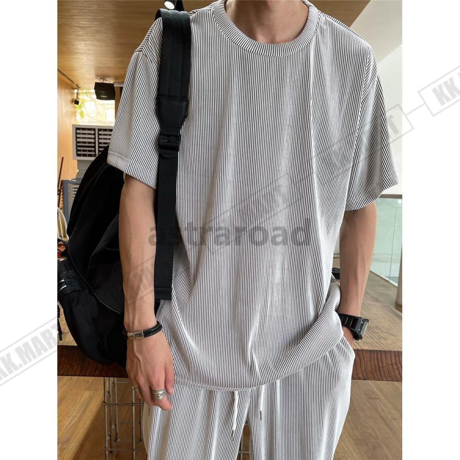セットアップ メンズ 夏 半袖 上下セット 半袖Tシャツ 上下セット 半袖Tシャツ アイスシルクパンツ カジュアル ゆったり パジャマ | ブランド登録なし | 08