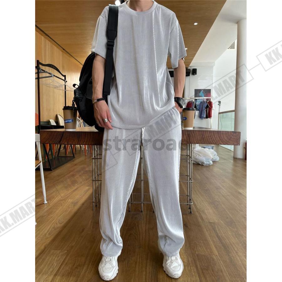 セットアップ メンズ 夏 半袖 上下セット 半袖Tシャツ 上下セット 半袖Tシャツ アイスシルクパンツ カジュアル ゆったり パジャマ | ブランド登録なし | 09