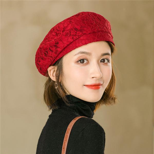 ベレー帽 レディース レース 花柄 全５色 大きめ ゆったり 通気性抜群 サイズ調節 サマーニット シンプル カジュアル オールシーズン おしゃれ | ブランド登録なし | 02