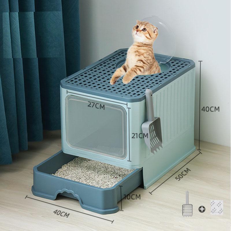 猫トイレ 砂 におい対策 目隠し 引き出し 折りたたみ式 フルカバー ボックストイレ 散らからない スコップ付き 猫用トイレ用品 ペット用 | ブランド登録なし | 08